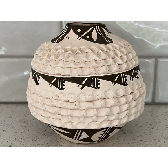 Norma Jean Ortiz Acoma N.M. Native Am Bowl Pottery New Mexico Signed Vintage - Picture 2 of 9